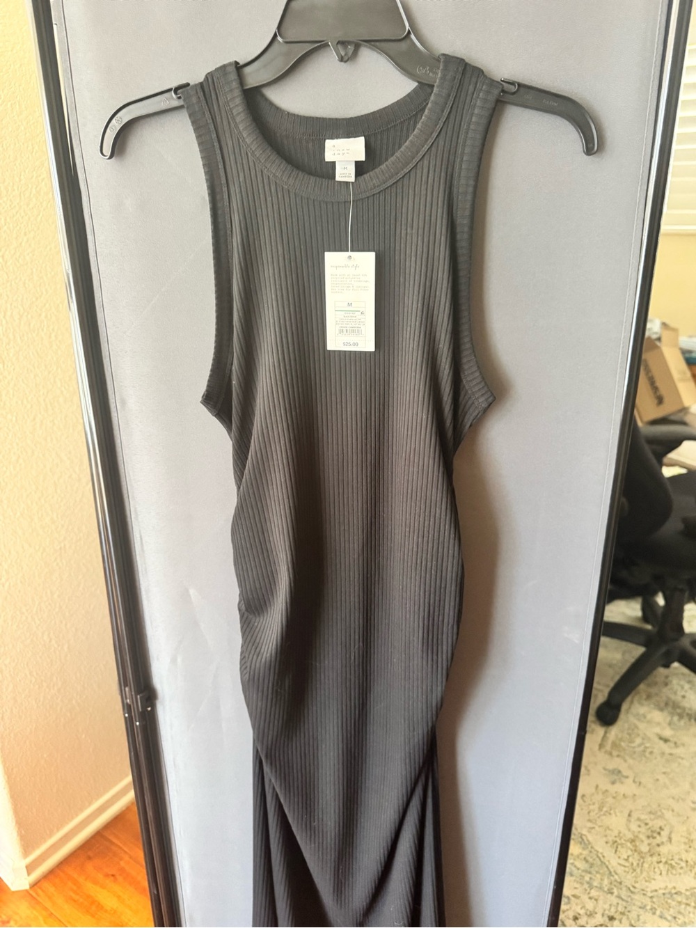 a new day Black Ribbed Tank Maxi Dress NWT